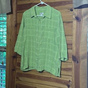 Christopher & Banks Green Textured Shirt Jacket